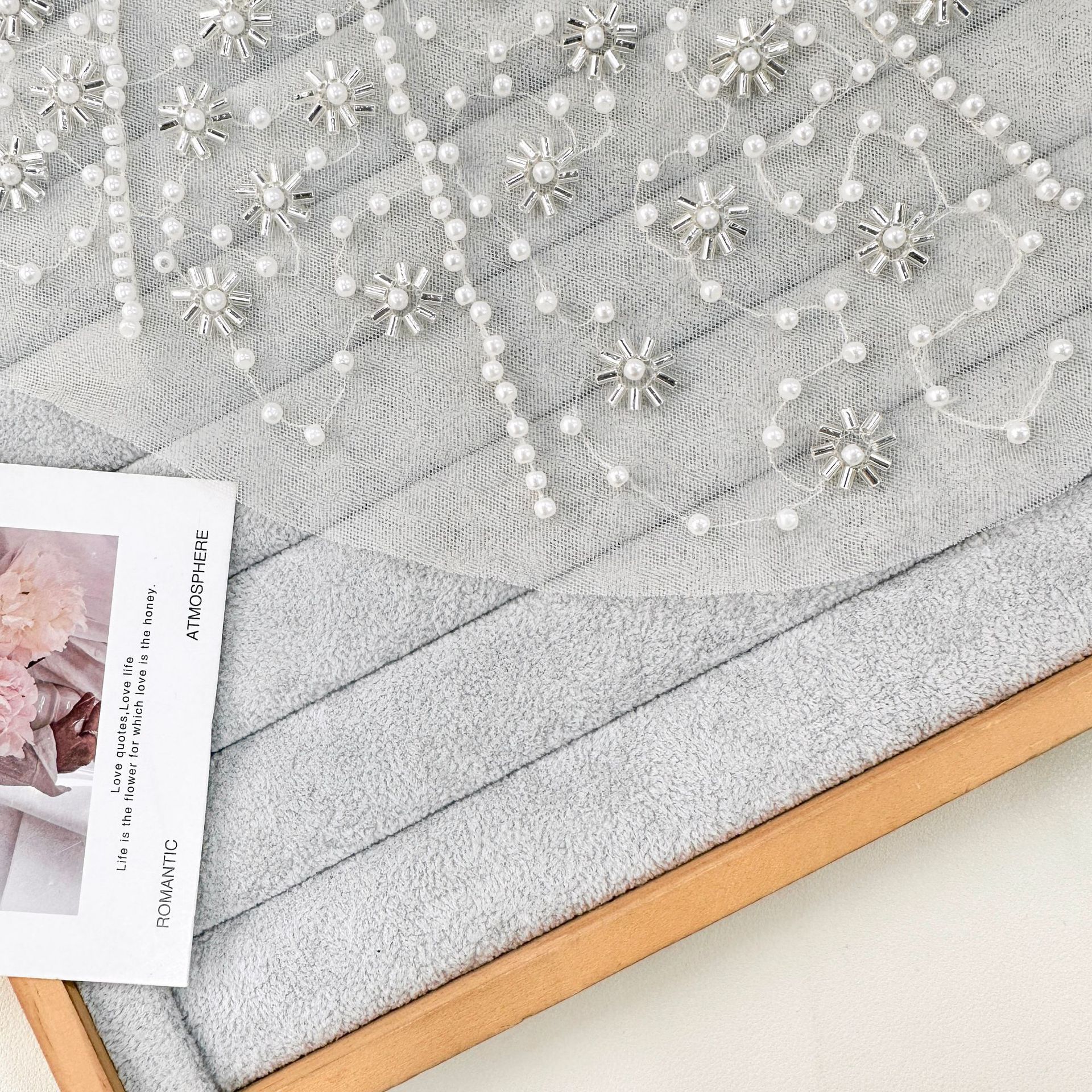 Parche de cuello de encaje de alta gama con bordes de perlas con diamantes de agua 3D estereoscopic relieve transformación de ropa / accesorios de boda
