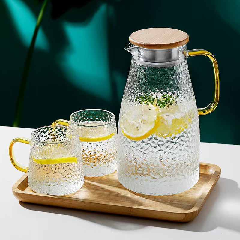 玻璃冷水壶套装家用高温扎壶 大容量泡茶壶轻奢装柠檬凉水瓶夏天