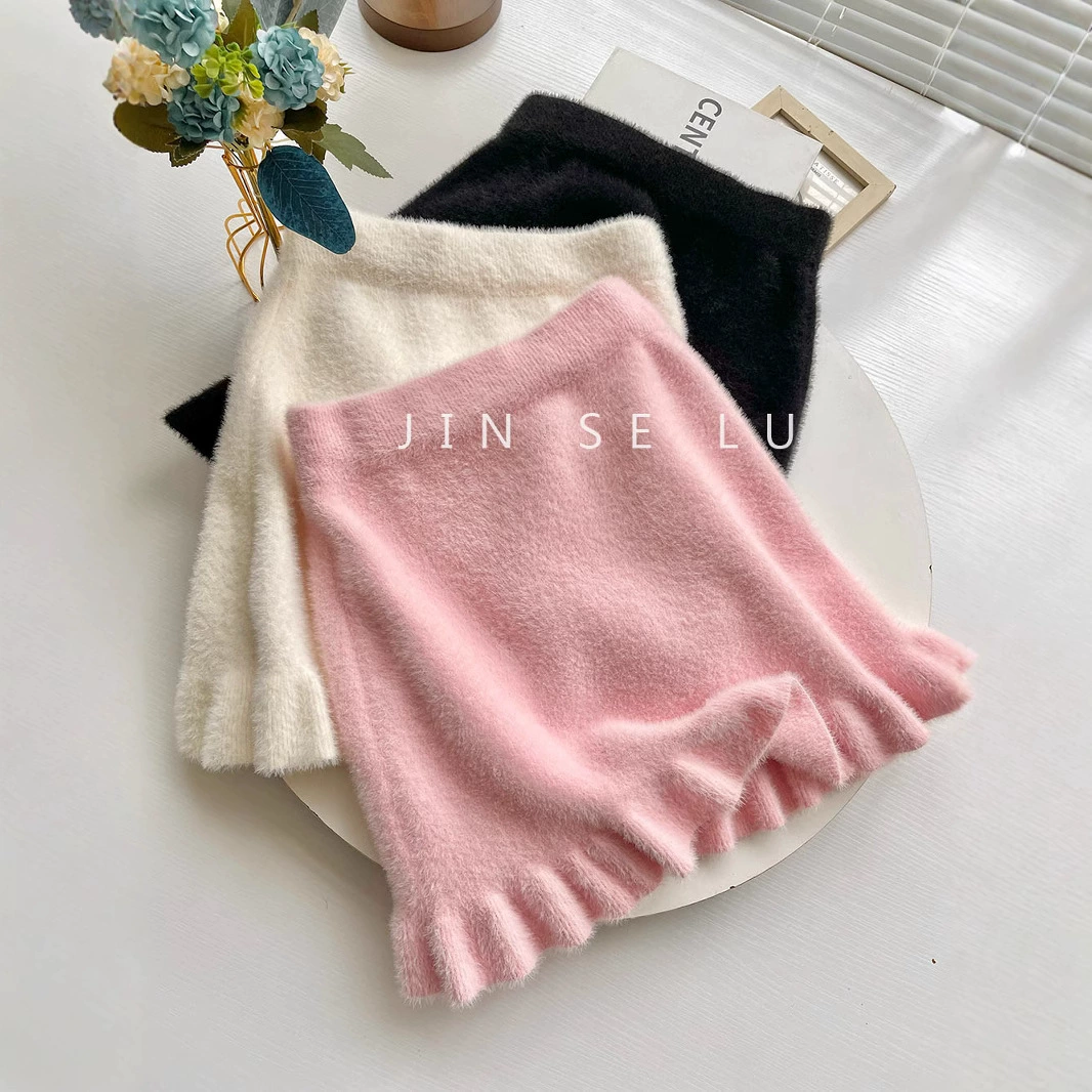 Трансграничная трикотажная юбка с рюшами с высокой талией тонкая юбка с рыбьим хвостом