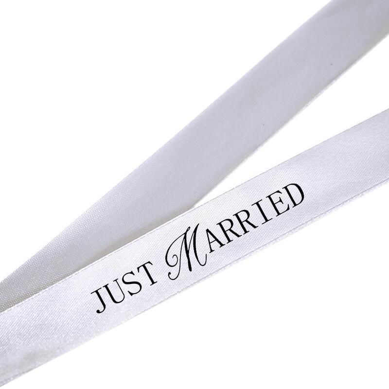 跨境爆款白色缎面婚礼丝带JUST MARRIED亚马逊热卖 香槟瓶装饰带|undefined