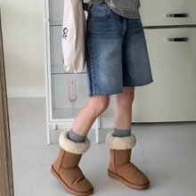 2025新品韩版高街拍凹造型~A字高腰做旧毛边短裤女中裤五分裤