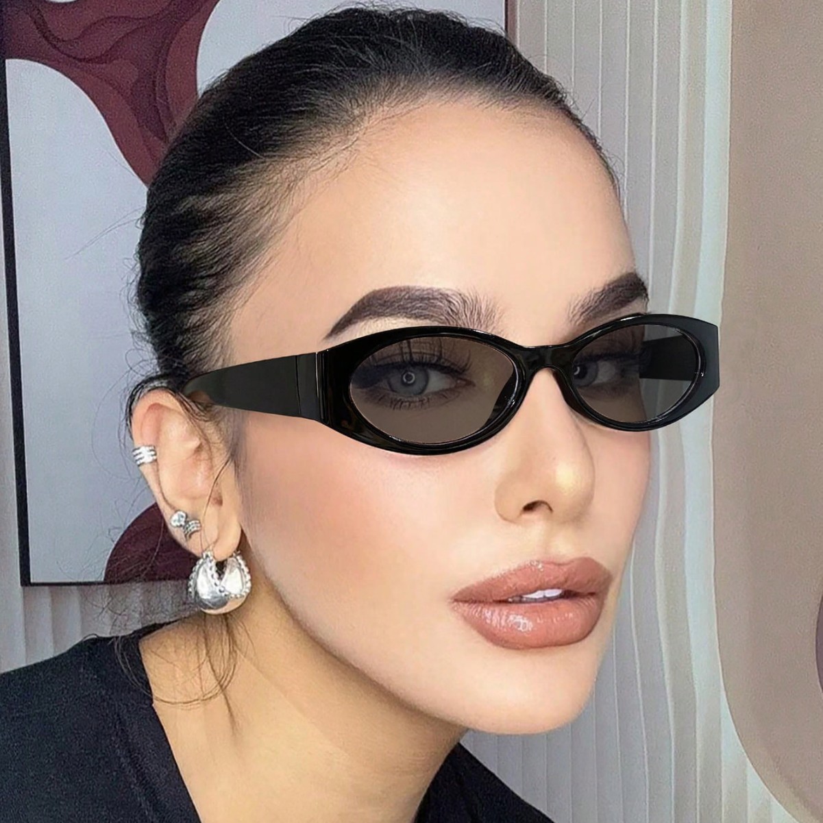 Nuevas gafas de sol para exteriores ovaladas con montura pequeña retro transfronteriza, gafas con montura de miopía para estudiantes, gafas planas anti-luz azul