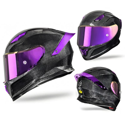 Motorcycle Safety Supplies – Scooter Cruise Helmet - carbon-fiber-3k-lightning-purple-m-head-circumference-55-56cm