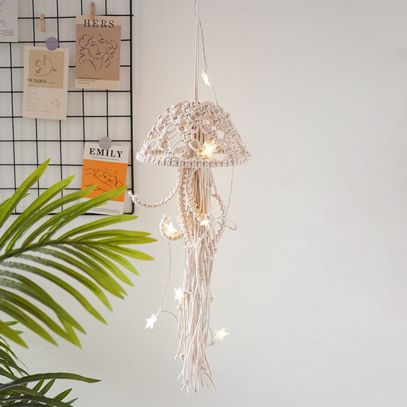 Handmade Cotton Rope Woven Hanging Decoration with Creative Jellyfish Design for Children's Room and Bedroom, Cross-Border Children's Room Decoration Handmade Cotton Rope Woven Hanging Decoration with Creative Jellyfish Design for Children's Room and Bedroom, Cross-Border Children's Room Decoration