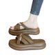 Slippers for Women Summer Outer Wear 2024 New Soft-soled Non-slip One-word Classy Rhinestone Thick-soled Beach Platform Sandals