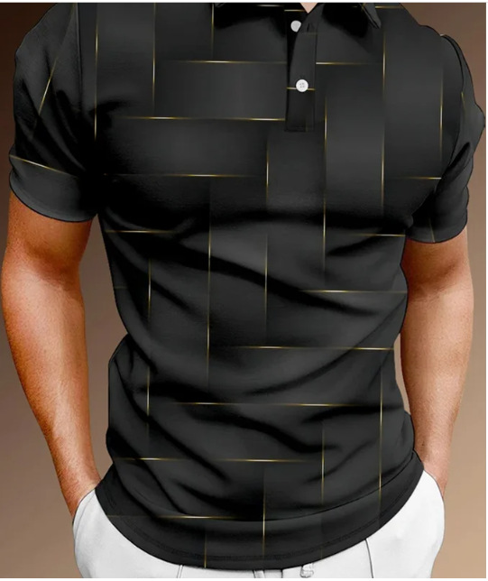Camisa POLO con cremallera con cuello alto y estampado 3D para hombres urbanos europeos y americanos