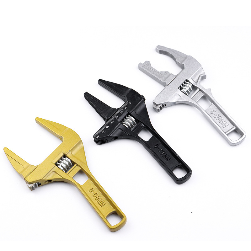 Fuente de la fábrica al por mayor grande de aleación de aluminio abierta mango corto llave de plomería móvil llave de baño de reparación de tuberías