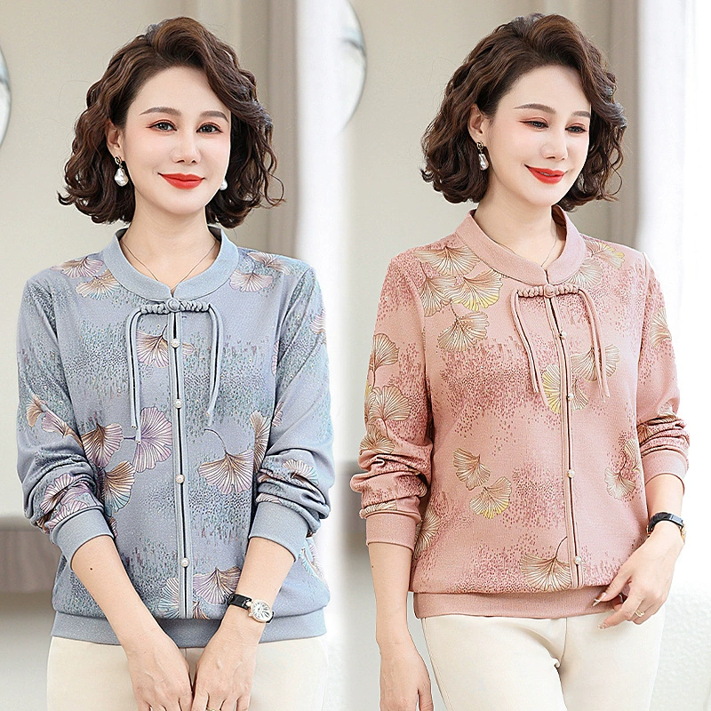 Новая осенняя коллекция 2025: Модная свободная женская рубашка в западном стиле с пуговицами и принтом для женщин среднего и старшего возраста, омолаживающая и универсальная.