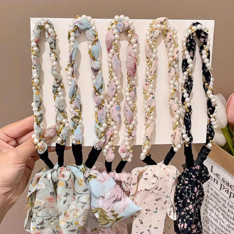 Niños flores trenzadas flotantes bandas de cabello 2025 nuevas niñas bufandas de seda un cabello bandas de cabello tarjeta de cabello tocado