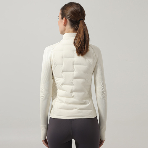  autumn and winter new sports down jacket, goose down, warm, slimming, seamless splicing, thin running fitness wear