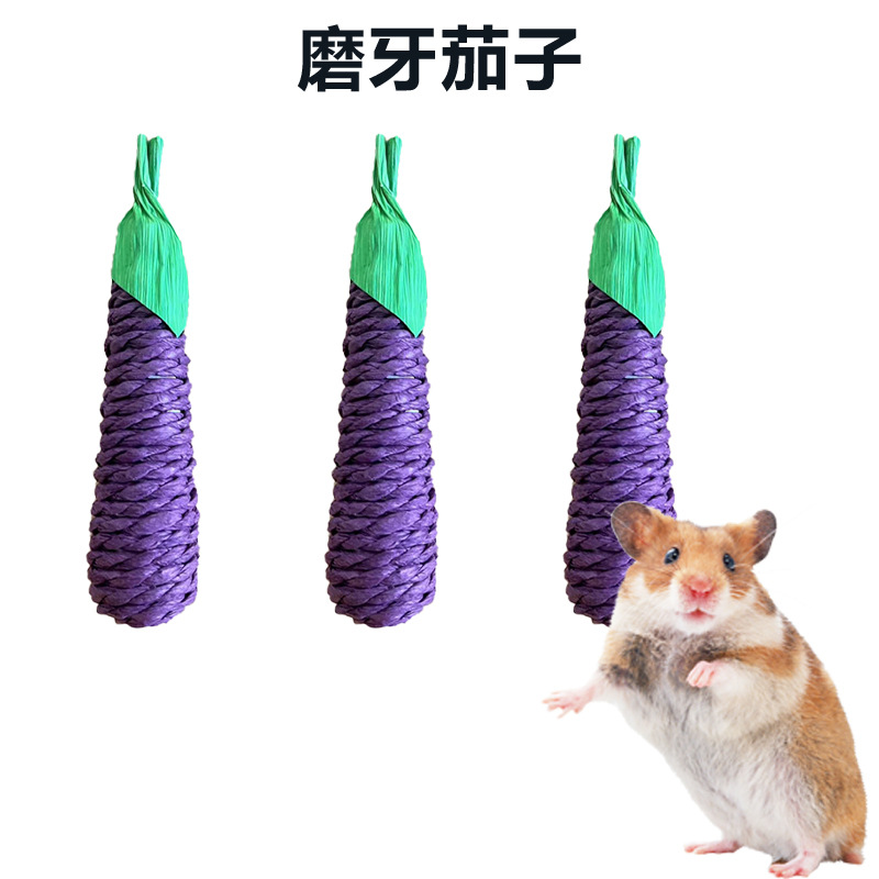 PET suministros molares mordedura juguete simulación berenjena paja berenjena hámster Totoro conejo holandés cerdo juguete