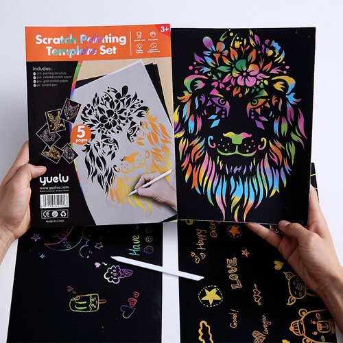 A4 animal scratch painting diy handmade scratch painting template scraping paper set Amazon cross-border best selling