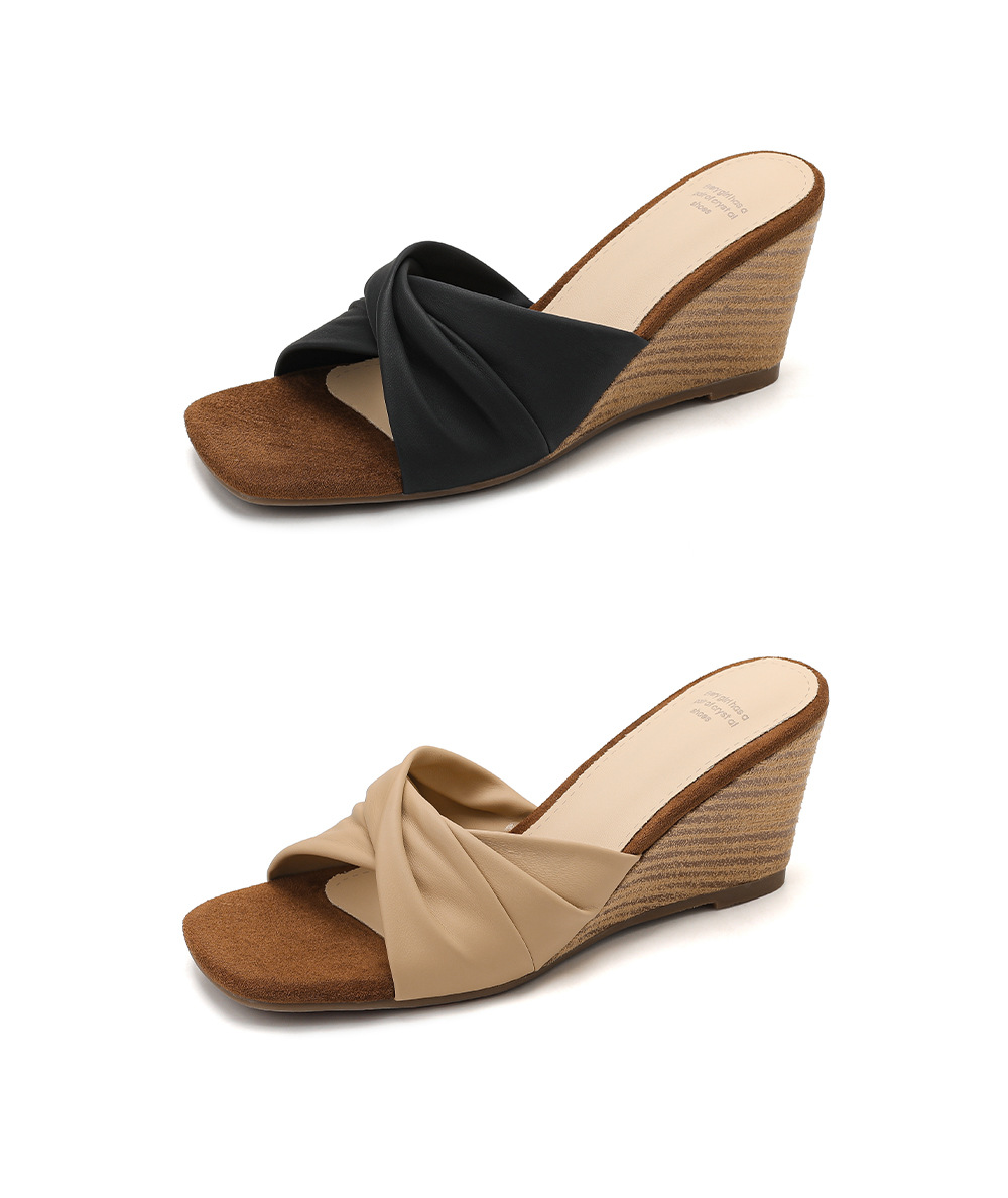 Sandal cao gót nữ hở mũi mũi vuông quai ngang nơ bướm — màu đen, màu mơ chi tiết 22