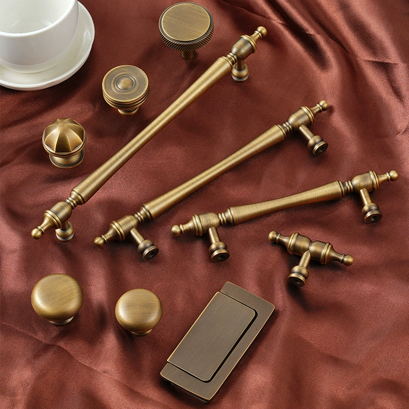 Держатель для дверцы шкафа и кухонного шкафа All brass бронзовый с одной дыркой, ретро простой чистый медный рукоять для ящика оптом