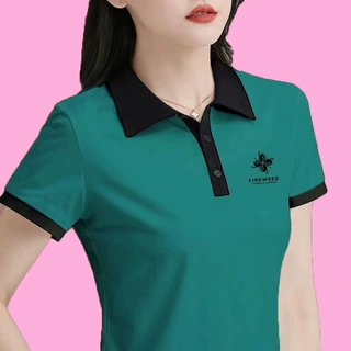 短袖t恤女上衣跨境新款翻领夏季显瘦休闲百搭港风体恤翻领polo衫