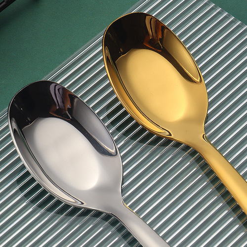 304 stainless steel flat spoon thickened children's eating spoon spoon spoon household golden spoon gift wholesale
