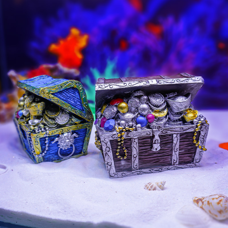Decoración Popular para el Fondo del Acuario, Cofre del Tesoro de la Rana Cazadora de Tesoros, Adorno de Paisajismo para Acuarios, Nuevo Cofre del Tesoro de Coral