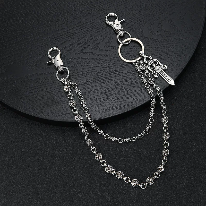 Брюки, сумка, меч, круглые бусы, подвеска, джинсы, цепочка