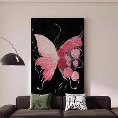 黑白蝴蝶高级感客厅装饰画沙发墙卧室床头简约挂画桌面摆件画壁画