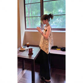 泰式复古撞色拼接吊带背心女夏季独特洋气小衫无袖外穿抹胸小上衣