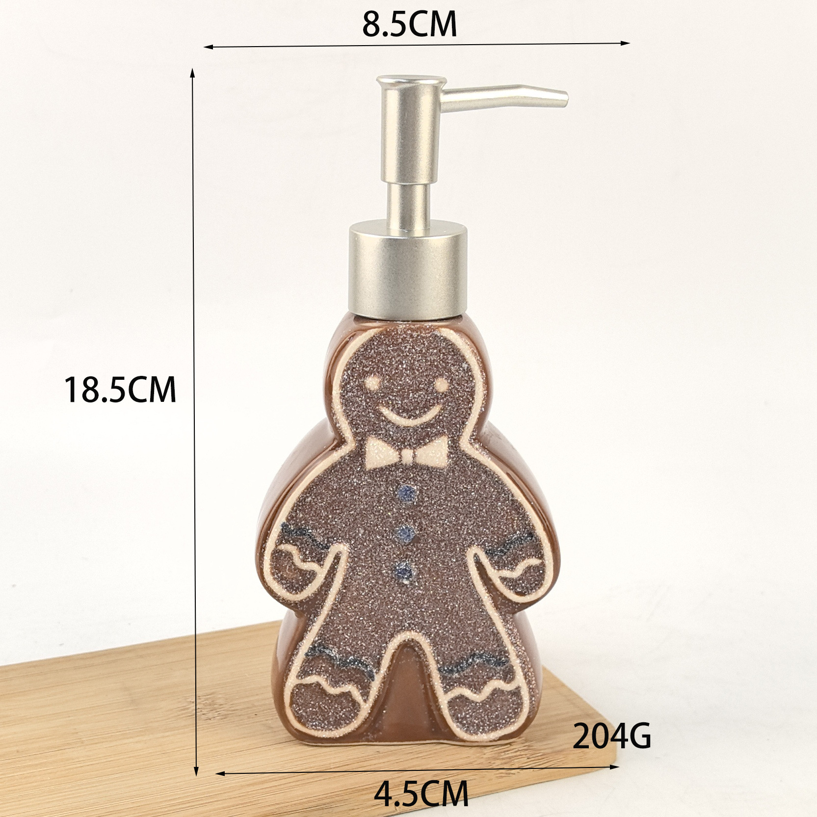 Botella de desinfectante de manos 3D hombre de pan de jengibre de cerámica para el baño en casa champú de alto valor gel de ducha prensa