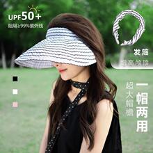 夏季新女帽子随意折叠韩版空顶发箍遮阳帽布帽百搭太阳帽防紫外线