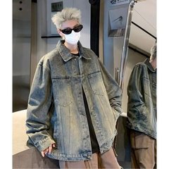 美式牛仔外套男秋冬季2025水洗做旧高级感痞帅宽松休闲百搭夹克男