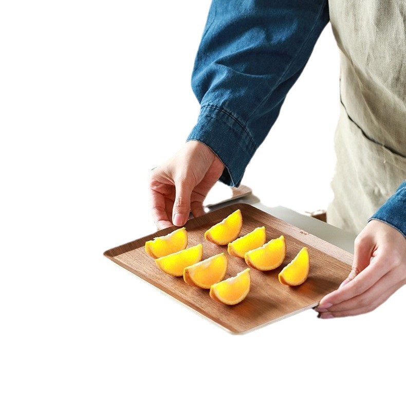 Bandeja de madera Fraxinus Fraxinus Negra Bandeja de madera maciza Bandeja de fruta de madera Bandeja de fruta seca japonesa Bandeja de comida