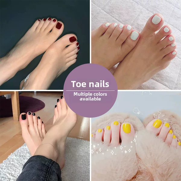 Solid Color Toe Nail Patches, Multi-Color Simple Toenail Stickers, Summer No-Bake Fake Nails, Nail Salon Supply