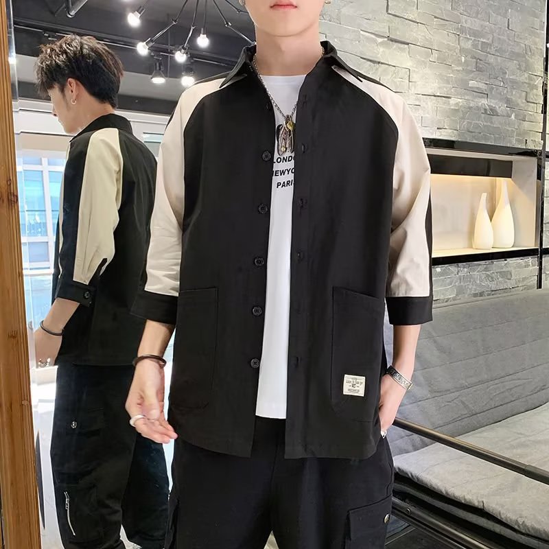 Ropa DE TRABAJO suelta de verano camisa de manga tres cuartos suelta casual volantes guapo media manga camisa de manga corta abrigo moda al por mayor