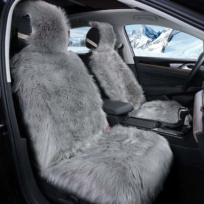 Seat Square Cushion Free Binding Backrest Seat cushion, seat cover - imitation-wool-gray-car-alone