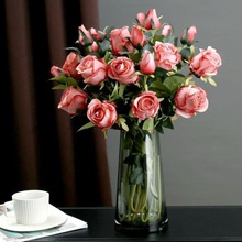 花湿感保加利亚玫瑰花花束客厅餐桌摆件复古花艺绢花摆设