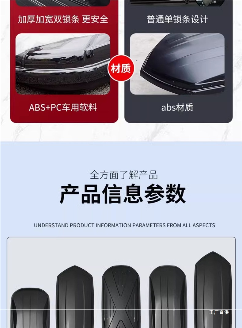 Car Suv Roof Box Universal Off-Road Vehicle Large Capacity Ultra-Thin Travel Suitcase Roof Box Modification by Xingpei Hui