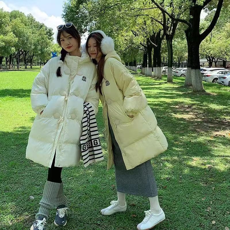 DY804羽绒棉服女冬季新款中长款小个子2026牛角扣学院风时尚棉衣