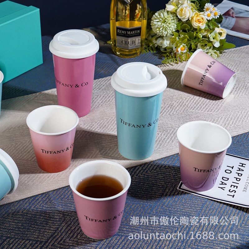 Export European Classic Blue Pair of Ceramic Cups, Water Cups, Office Home Mugs, Bestie Cups, Gifts Wholesale