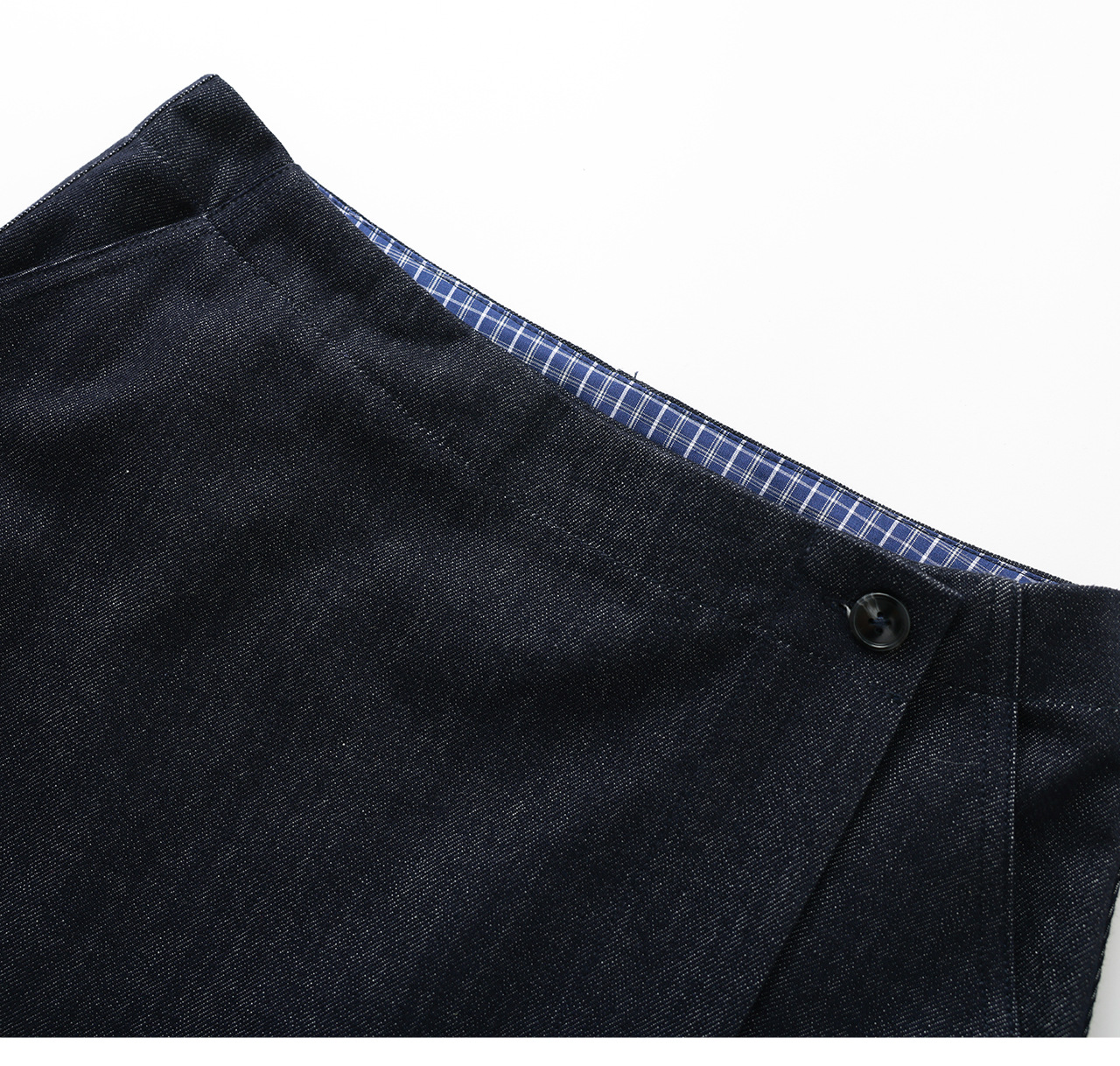 Chân váy jean nữ dáng suông một mảnh vải denim cotton thoáng khí — màu xanh đậm chi tiết 19