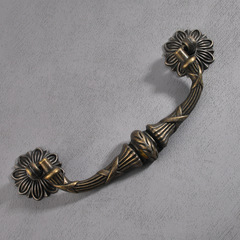 Jingmao Hardware - 372 Traditional Chinese Style Home Furnishing Antique Drawer Handle, Qing Bronze, Simple European Style, Hole Distance 124mm