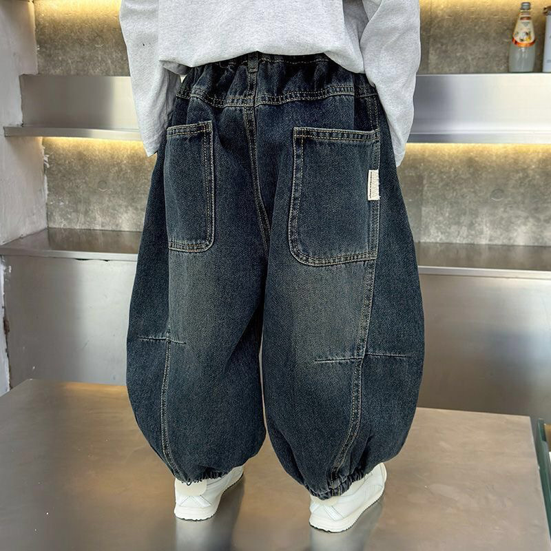 Nuevo estilo coreano de primavera y otoño para niños y niñas vaqueros de trabajo de moda pantalones largos de bebé pantalones casuales sueltos para niños image 2