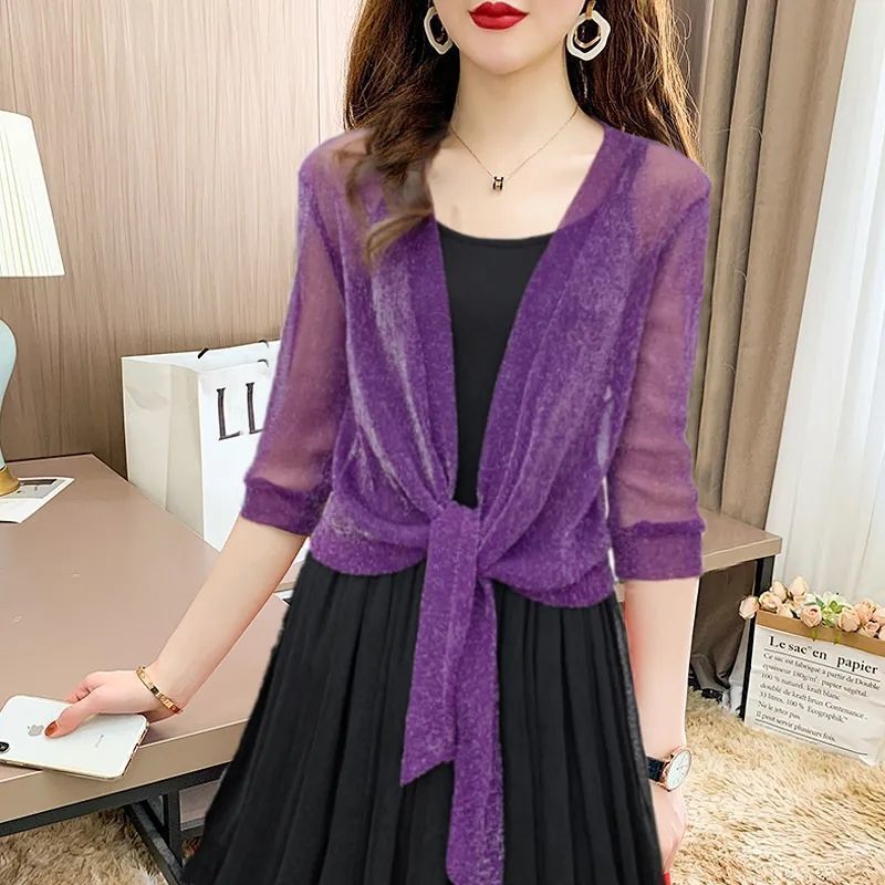 Plus Size Fat Girl Lace Cardigan Thin Small Shawl Outer Wear Women's New Sun Protection Shirt Summer Style Short Jacket Top