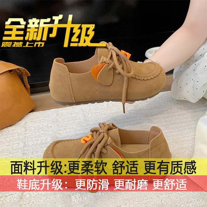 大头系带一脚蹬袋鼠鞋软底单鞋女2025年早秋新款串珠复古勃肯鞋女|undefined