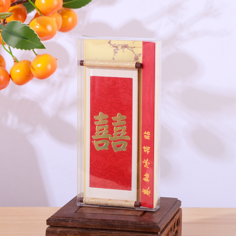 中国画シリーズ木製巻物冷蔵庫マグネット文化創造ギフト木製磁気記念品博物館ギフト|undefined