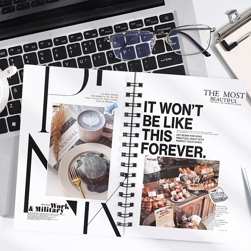 Libro de impresión de doble cara Wensi, bobina de tecnología de impresión de doble cara, portada de PP, libro de cuentas de mano de papel de bronce creativo independiente DIY