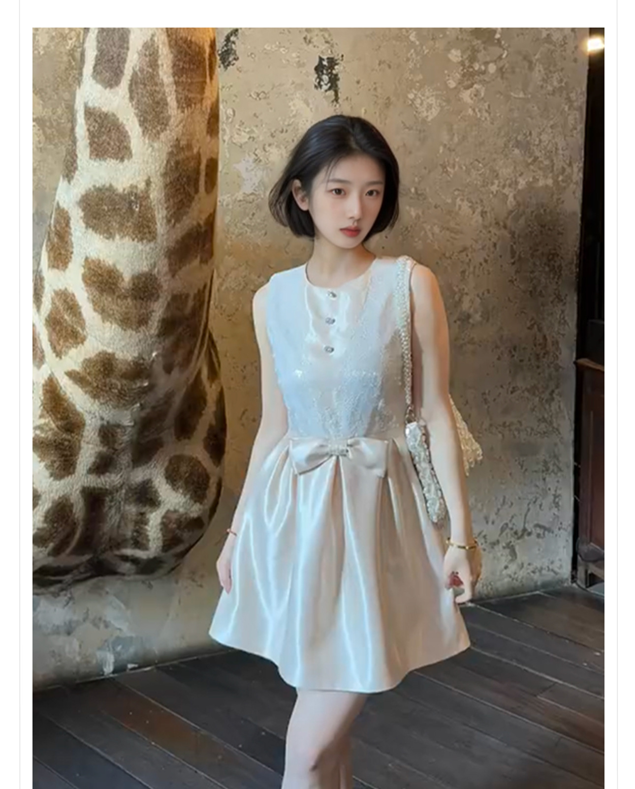 Đầm suông midi nữ phối ren vạt bất đối xứng mùa hè — Màu mơ chi tiết 2