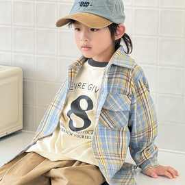 男童学院风纯棉格子长袖衬衫秋装衣服2025新款童装宝宝上衣潮