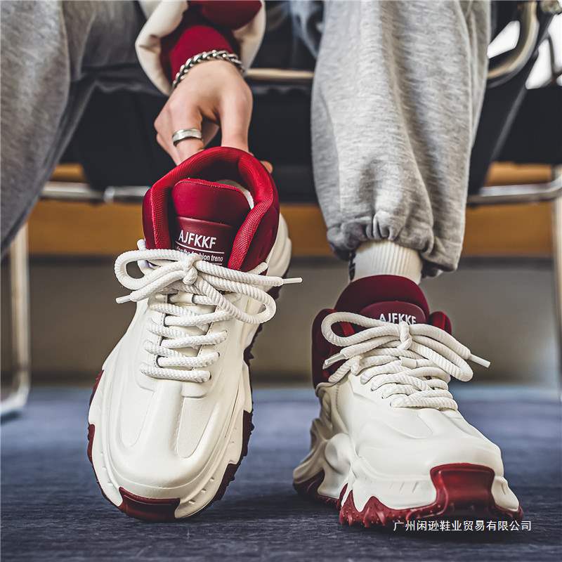 Putian High-Top Men's Shoes 2025 Spring New Casual Sports Shoes for Teenagers All Seasons Leather-Covered Heightening Dad Trendy Shoes