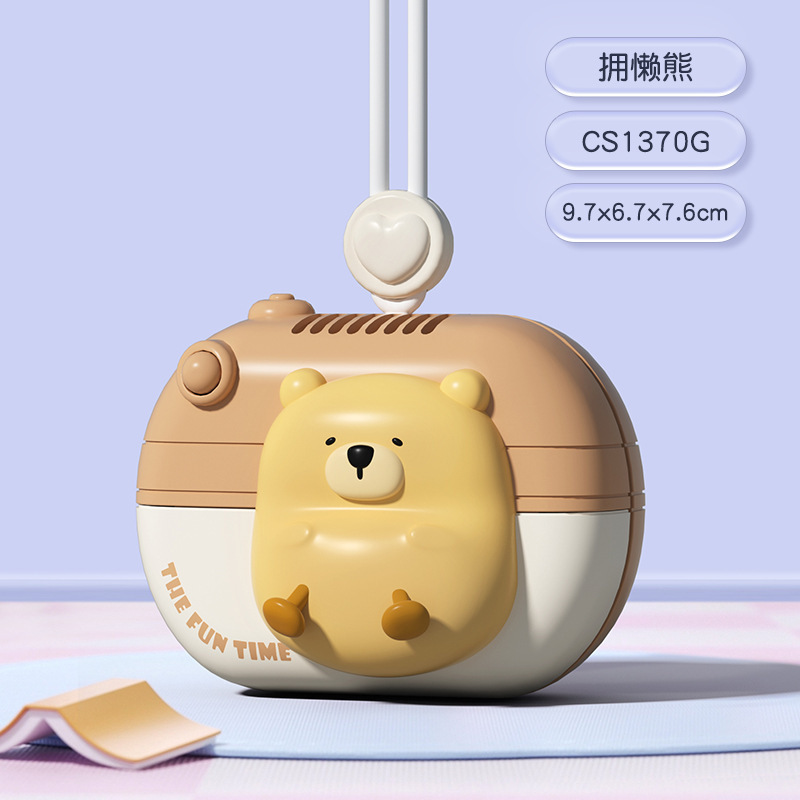 超かわいいカメラ首吊りミニファン安全な葉のない柔らかいストラップ子供の屋外クールファッションギフト卸売|undefined
