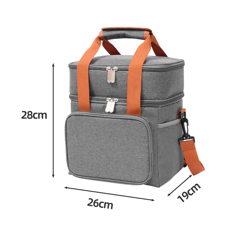 Nueva bolsa aislante portátil de doble capa y gran capacidad Bolsa bento de tela Oxford Bolsa aislante portátil de un solo hombro Bolsa de picnic al aire libre