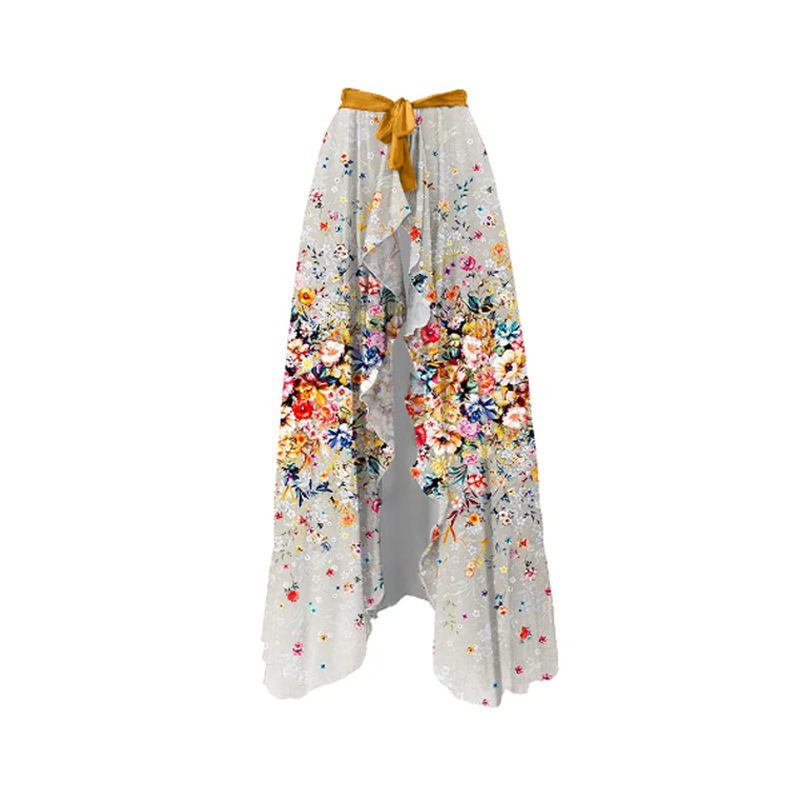 Swimsuit with belt and floral wrap detail