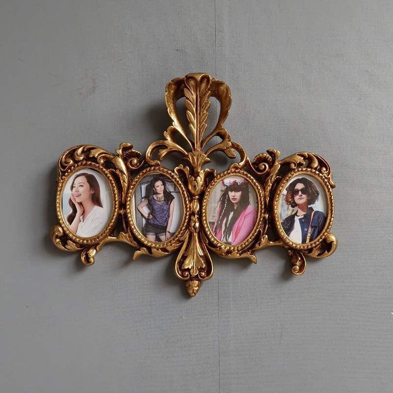 Retro European-Style Wall-Mounted Photo Wall Family Portrait Gift Craft Photo Album Frame Round Vintage Gold Children's Photo Frame Retro European-Style Wall-Mounted Photo Wall Family Portrait Gift Craft Photo Album Frame Round Vintage Gold Children's Photo Frame