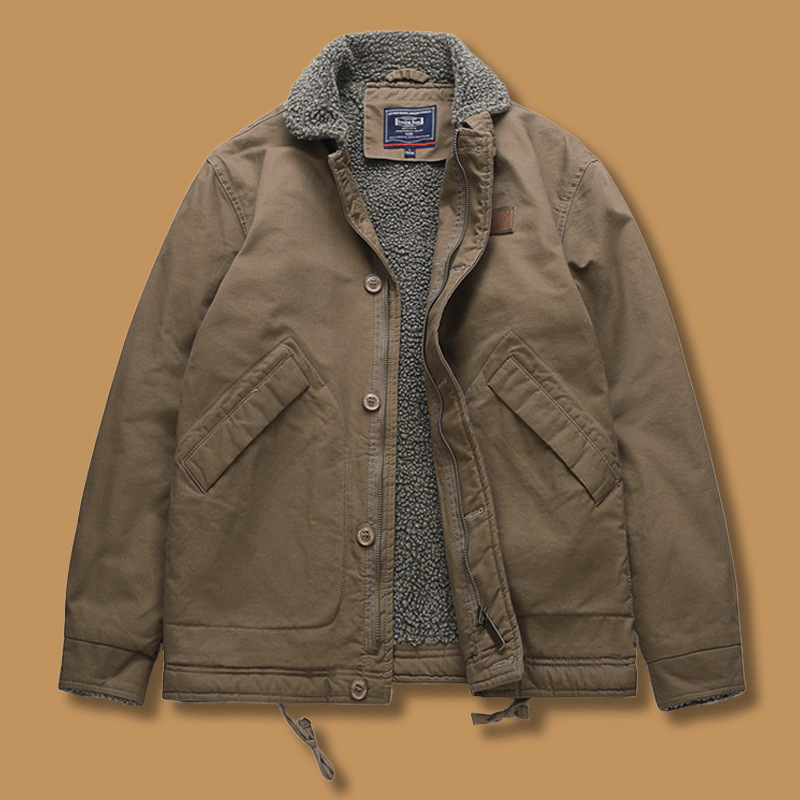 Otoño e Invierno chaqueta acolchada de algodón chaqueta de lana de cordero hombres N1 Navy traje de cubierta chaqueta forrada de algodón acolchada ropa de hombre